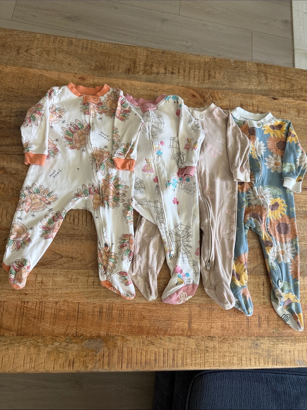 Burts Bees Baby Organic Cotton Pastel Colors Footed Onesie Bundle Pack Of 4